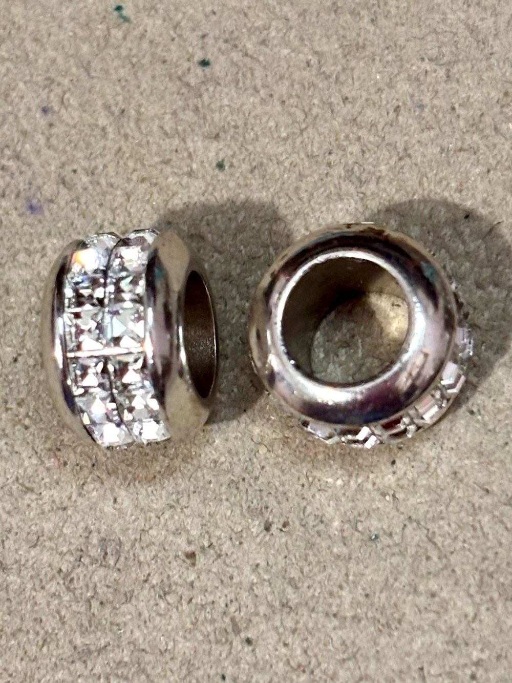 🆕Listing! Two Brighton Spectrum beads Silver Two rows of square clear crystals